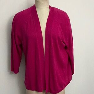 NWT J. Jill Lightweight Linen Blend Open Cardigan Cerise Pink Plus Size 2X